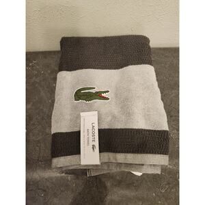 NWT Lacoste Bath Pool Towel(s) 100% Cotton 30x52"‎ Big Crocodile Logo Dark Gray